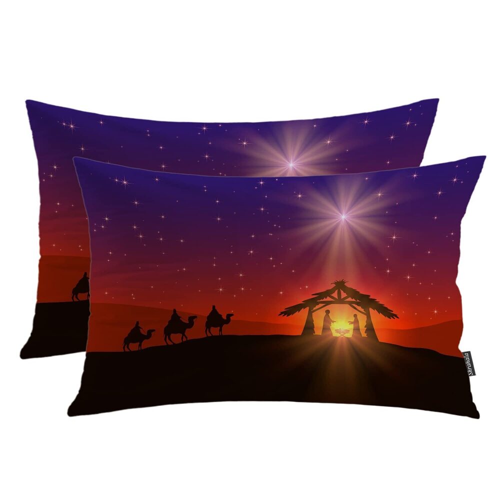 7315 Red Christian Christian Pillowcases, Abstract Christmas Lumbar Pillow